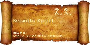 Kolonits Kirill névjegykártya
